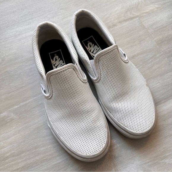 Vans White Perforated Slip-On Sneakers - Picture 1 of 10